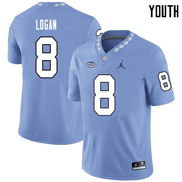 Jordan Brand Youth #8 T.J. Logan North Carolina Tar Heels College Football Jerseys Sale-Carolina Blu